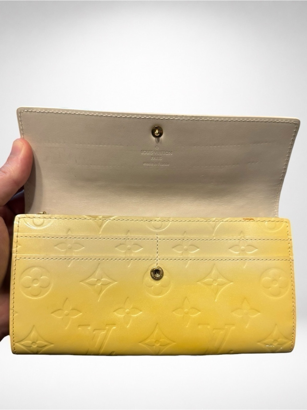 Louis Vuitton Authentic LV Monogram Vernis Sarah Wallet Yellow Crossbody Bag - Picture 9 of 16